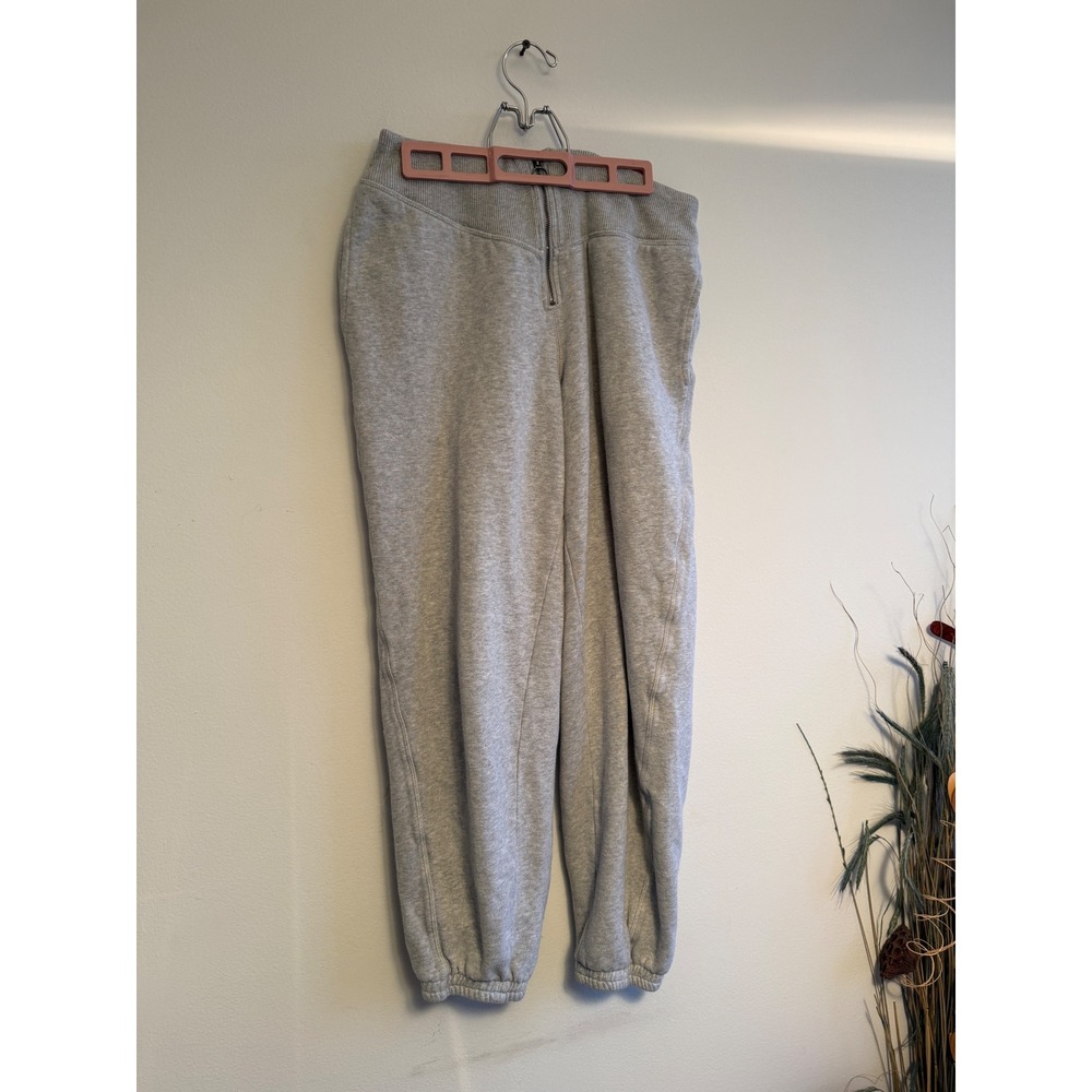 Aerie Womens Gray Heathered Fleece Zip Front High Rise Jogger Sweatpants Size L